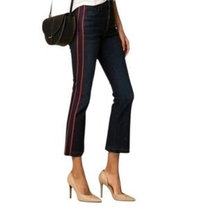 Veronica Beard Carolyn Baby Boot Jeans Red Side Stripe Button Fly Womens 26x25